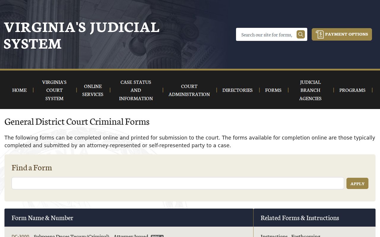 Newport News City arrest warrant paperwork, official DC-311 criminal forms index